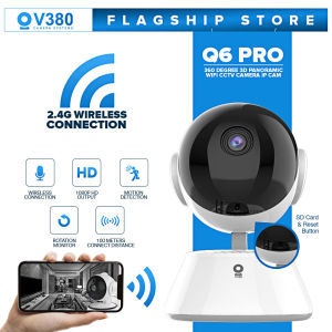 V380 Q6 Pro CCTV Camera Wi-Fi Connect To Cellphone 2MP HD Night Vision Smart Home Security Surveillance