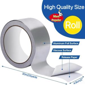 Believe 2.8 X 33Yards Aluminum Tape for Roofing - High Temperature Heat Resistant Tape Water Proof Aluminum Duct Tape Aluminum Foil Tape Waterproof Tape for Water Leak Insulation Tape foil tape for roof tape sealant waterproofHardware Tools