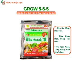 Siêu Ra Bông Đậu Trái gói 10ml - Bội Thu Vàng - Phân Bón BA LÁ XANH Grow 5-5-5