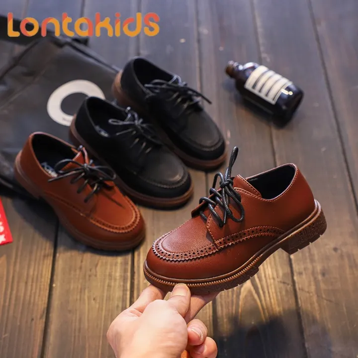 lontakids Kid Baby Boy Lace-Up Closure Formal Shoes Children Black Brown  Retro Anti-slip Leather Toddler Shoes For Stage Performance Wedding  Birthday