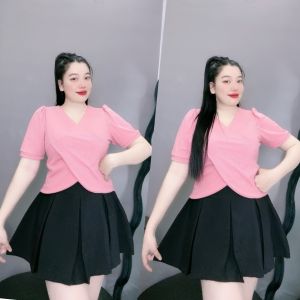 Áo thun tay ngắn bigsize thiết kế đắp chéo hottrend Áo phông chất gân tăm co giãn phom rộng 60-95kg G36