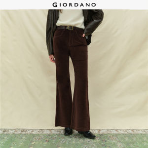Giordano Women Slim-Fit High-Waisted Corduroy Woven Flared Pants Free Shipping 18415528