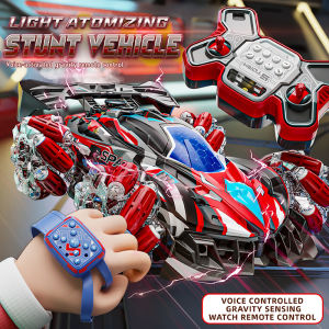 [Exquisite gift box packaging] 2.4G four-wheel drive remote control car with light music rotation drift spray childrens remote control racing boys birthday gift
