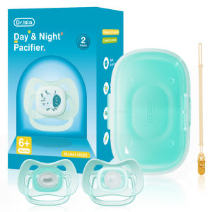 NEW Dr.Isla 2PCS Baby Pacifier Set with Clip Chain Daytime & Nighttime Pacifier Branded for New Born UA20