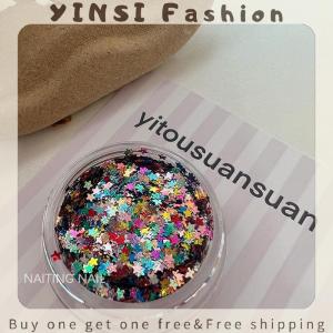 YINSI 1Jar Mini Sparkling Star Nail Glitter Sparkling Pentagram Nail Decoration Nail Salon Design Cute Accessories DIY Nail Art Design