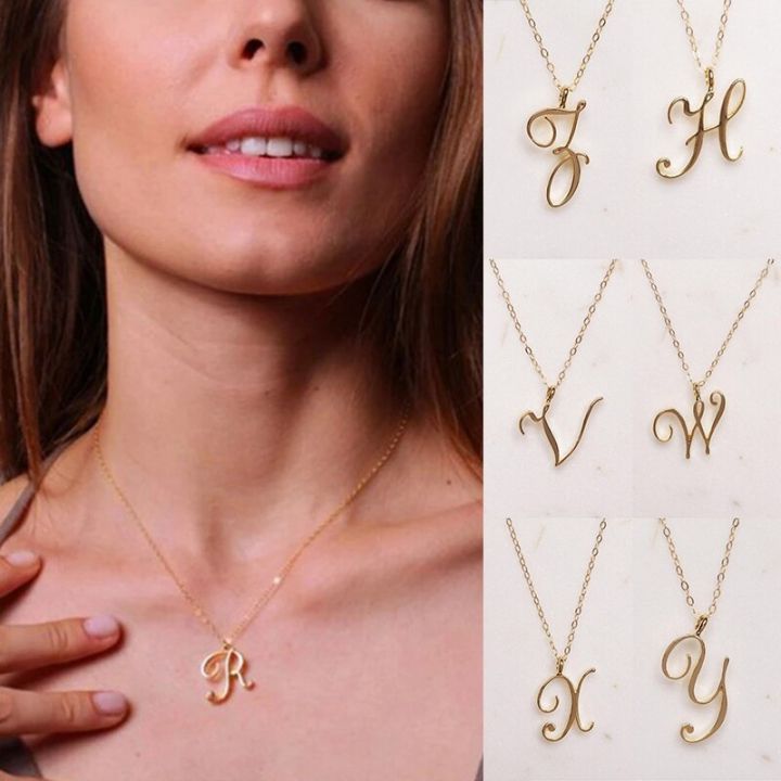 26 Letter Name Word Necklace Alphabet Initial Necklace Cursive