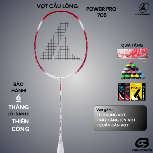 Vợt cầu lông Prokennex Power Pro 705 căng 10.5kg tặng kèm túi đựng & quấn cán vợt cầu lông giá rẻ