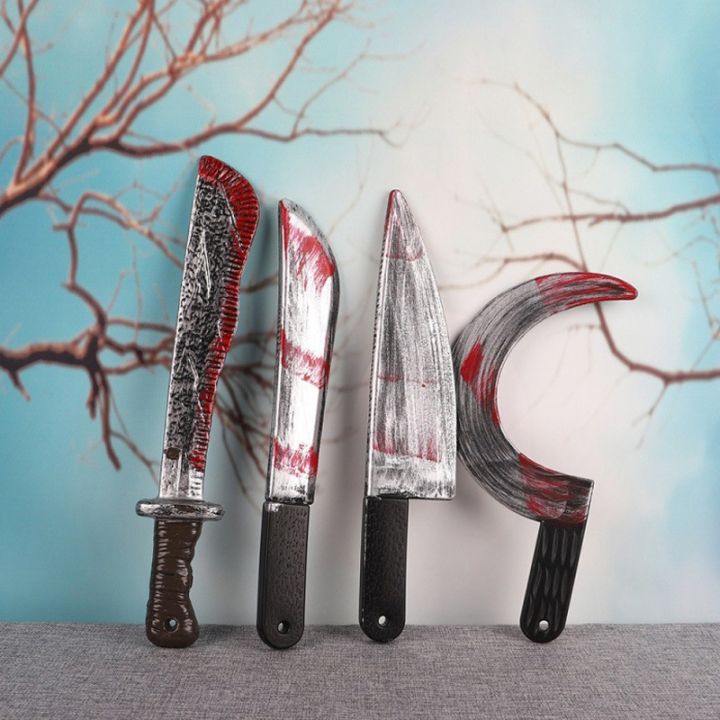 Decorative Bloody Axe Realistic Looking Plastic Halloween Fake Machetes