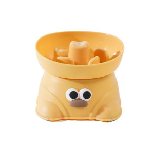 Big Eye Slow Feeder Dog Bowl Split Square Design High Footed Pet Food Dish Anti Choking