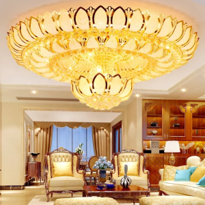 Đèn Mâm Pha Lê Ốp Trần Kích Thước Lớn Sang Trọng Hiện Đại Hiệu Ứng Cánh Sen 3 Tầng Đổi Màu 3 Chế Độ Đẹp Mắt - Bảo Hành 5 Năm