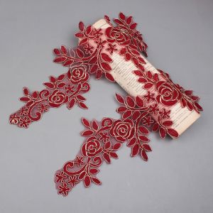 WAPKTY 1 Pair DIY Crafts Embroidery Flower Applique Polyester 3D Flower Sew on Patch Fashion Elegant 16cm X 36cm Embroidery Repair Patch Wedding Decoration DIY