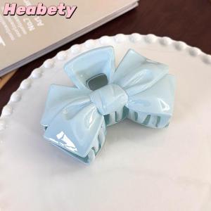 Heabety Sweet Cream Blue Bow Five-Pointed Star Hair Clip Geometry Hair Claw For Women Elegant Bowknot Crab Barrettes Hair Accessories