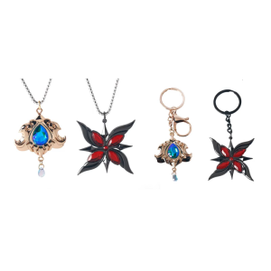 Fashionable Sturdy Alloy Necklace Keychain Inspire by Genshin Characters Decoration for Cosplay and Daily Wear