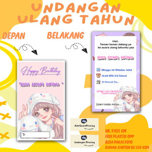 Undangan Ulang Tahun Anak ANIME Custom Karakter  Free Foto Design dan Plastik