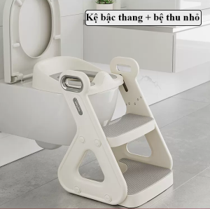 Kệ bậc thang kèm bệ ngồi bồn cầu đa năng BABYVIVA 2in1 an toàn cho bé đệm ngồi PU cao cấp