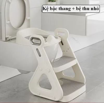Kệ bậc thang kèm bệ ngồi bồn cầu đa năng BABYVIVA 2in1 an toàn cho bé đệm ngồi PU cao cấp