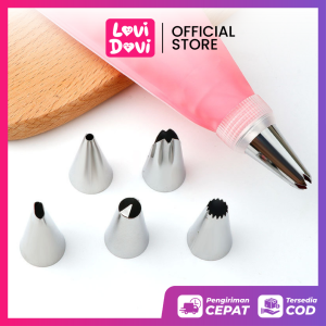 Icing Pipping Bag Silikon 7 in 1 / Set Alat Dekorasi Kue / Spuit Cake Stainless 6 Pcs