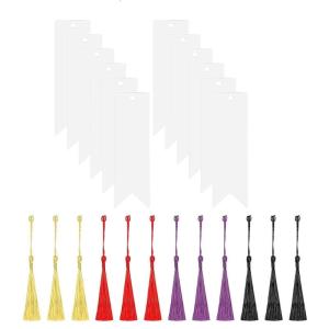 12 Pcs/Set Acrylic Bookmarks with Colourful Tassels Handmade Blank Bookmarks Paper Bookmarks Crafts Aesthetic Bookmarks