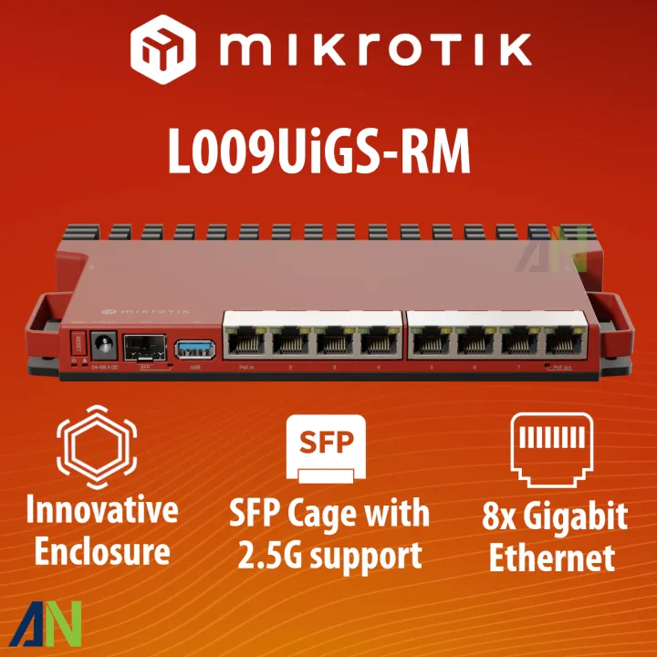 Linetik Router MikroTik Router L009UiGS-RM, 2-Core CPU, 512MB RAM, 8x Gigabit Ethernet ...