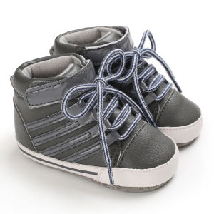 0-18Months Walking Baby Shoes Fashion Stripe Leather Boots Soft Sole Newborn Kids Boys Girls Baptismal Sneakers