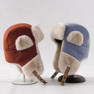 DRESSPLUS Fleece Ear Protective Hat Thickened Windproof Lei Feng Cap Simple Keep Warm Earflap Hat Men