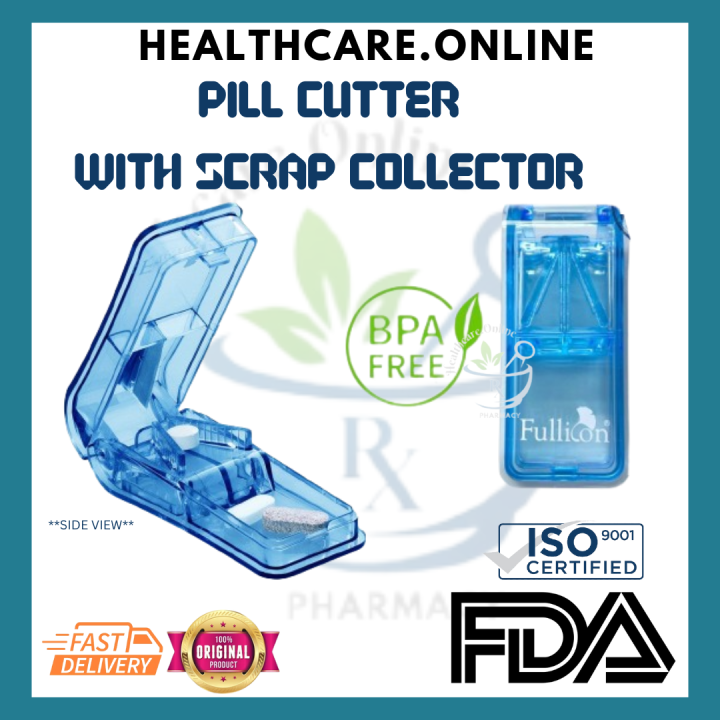 [Healthcare.Online Pharmacy] FULLICON Pill Cutter With Scrap Cellector  1 Unit (BPA FREE) (FDA Approved) Pemotong Tablet