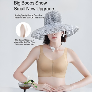 Skin Color Liquid Foundation Underwear for Women Big Breasts Make Small Breasts Appear Gathered Anti Sagging Side Breasts Invisible Seamless Bra with Front Zipper肤色粉底液内衣