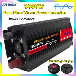 JOYUHON 3000W Car Power Inverter Pure Sine Wave DC 12V/24V TO AC 230V Power Inverter Converter Solar Inverter With Universal Socket and USB For home outdoors
