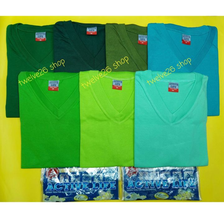 Active Life V Neck T Shirt Plain Unisex Adult XS to 3XL Emerald Moss ...