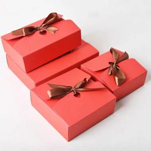 5pcs/pack Red Gifts Box With Ribbon Birthday Wedding Party Door Gifts Box | Kotak Hadiah Nikah