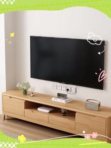 [CozyNest ]New fully solid wood TV cabinet - Nordic style small-sized for narrow living room suitable for home use simple and elegant Chinese-style matching color TV cabinet