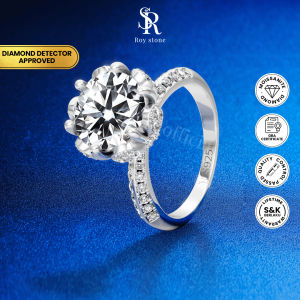 [Doktif Approved] RoyStone - Cincin Wanita Moissanite Sertifikat GRA Original Lapis Emas - Peony Ring