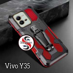 Case Untuk Vivo Y35 New Casing Hp Kickstand Armor Belt Clip Terbaru