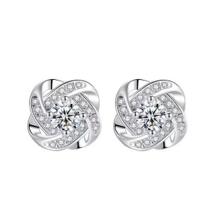 MONIKO Original Design Light and Luxurious Four-leaf Clover Flowers Sparkled Fashion Stud Earrings For Women For Girls Gift Item Jewelry Accessories Japanese Original Design