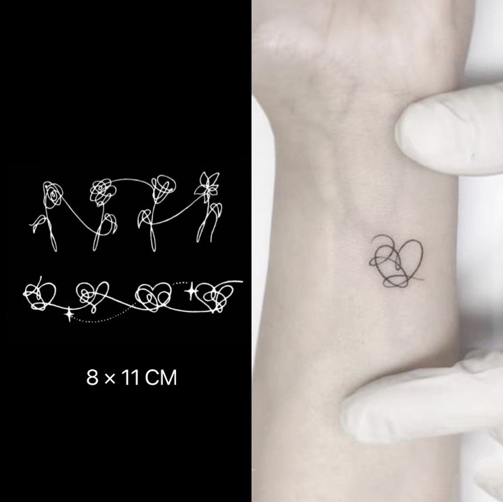 2Pcs KPOP BTS BT21 Hand DIY Cartoon Tattoo Stickers Diary Notebook Skin  Temporary Body Stickers Decor