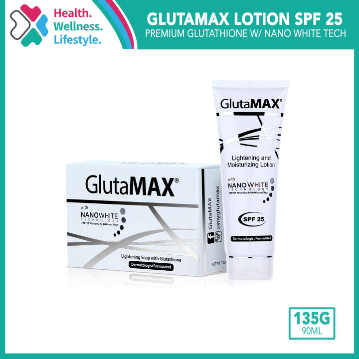 Glutamax Glutathione Whitening Soap And Glutamax Lightening Moisturizing Lotion Bundle With 3619