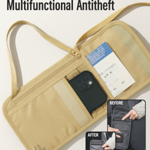 Multifunctional Anti Theft Travel Document Bag Waterproof Multi Layer Document Bag Passport And Mobile Phone Storage Bag