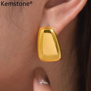 Bông tai thép không gỉ hình học kemstone-Mặc hàng ngày đơn giản của phụ nữ