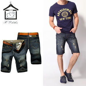 H Y clothes ขาสั้นยีนส์ผ้ายืดสีบลูฟอกซีด ผ้าใส่สบาย ทรงสลิม Size 28-40 รับชำระปลายทางครับ สีฟ้าและสีดำ