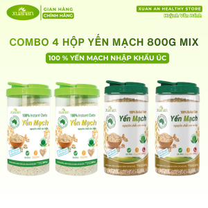 Combo 4 Hộp Yến mạch Xuân An 800G Mix (2 Hộp Yến mạch Ăn liền 800g 2 Hộp Yến mạch Cán mỏng 800g) Nhập khẩu Úc