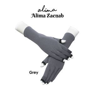 Sarung Tangan Wanita Muslimah Pendek Renda 5 jari Bahan Kaos by Alima