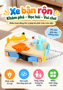 Xe Đồ Chơi Bận Rộn Montessori Ô Tô Cho Bé Đồ Chơi Giáo Dục Rèn Luyện Vận Động Tư Duy