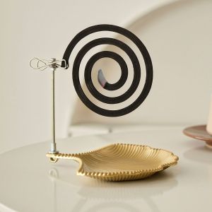 NEB11 with Tray ic Mosquito Coil Holder Leaves Shaped Heat-Resistant Gnat Coil Stand Incense Container Heat Resistant Incense Storage Rack Household