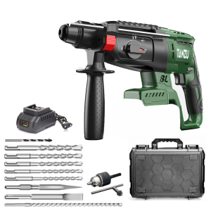TANZU 21V Brushless Cordless Rotary Hammer Drill Heavy Duty Demolish Hammer 0-3000RPM 10mm Keyless Chuck Multi-function Wall Breaking For Tile Metal Concrete