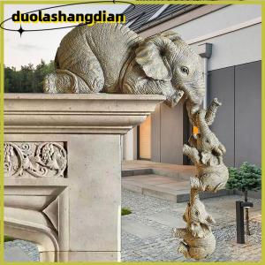 [Duola] Nhựa trang trí thủ công 3-mảnh thực tế Voi Mẹ treo 2-em bé figur