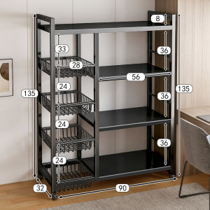 Rak Dapur 5 Susun Minimalis Beroda 4 Serbaguna Untuk Oven Microwave dan Bumbu