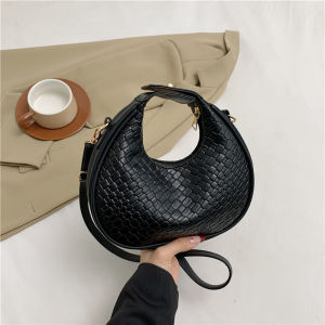 Sling Bag For Woman Dumpling Bag Simple Casual Retro Handheld Weaving Pattern
