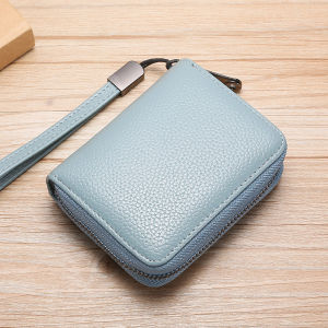 NEW 2024 VIP ID Card Holder Wallet Genuine Leather Bank Credit Card RFID Blocking Clutch Purse Mens Womens Change Coin Keys Cards Zipper Bag with Hand Strap