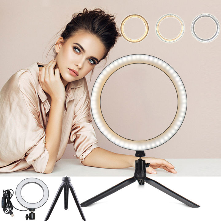 ★COD★ 16CM Tripod Lampu Ring Light LED Kamera 16CM Livestreamer Selfie Make  Up Vlog Ring Light Lampu Tripod Lazada Indonesia - Main Image