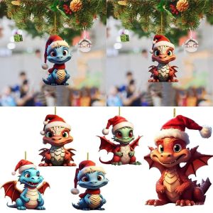 TRANQUIL HUT Flying Dragon Acrylic Dragon Pendant 2D Acrylic Xmas Dragon Keychain Hanging Ornament Cute Flying Dragon Car ornaments Office